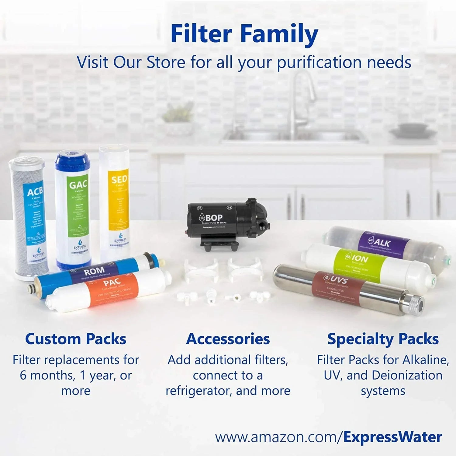 countertop reverse osmosis system replacement filter set  3 inline filters  1?4” quick connect filter cartridges - sediment, gac and pac carbon filters  6 month filter set