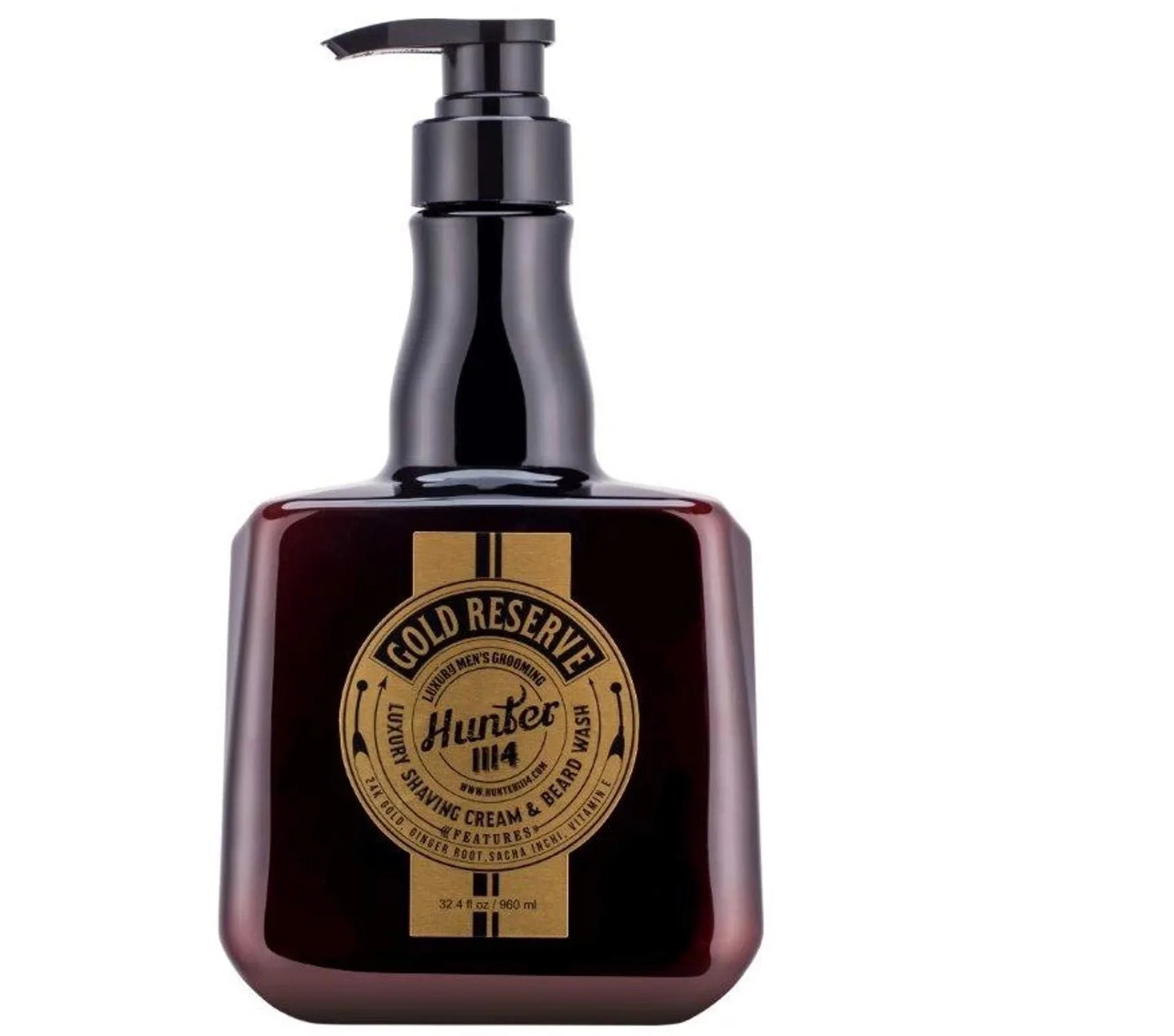 Hunter 1114 Luxury Shaving Cream and Beard Wash Gold Reserve Luxury Men's Grooming32.4 Ounce 960 Gram