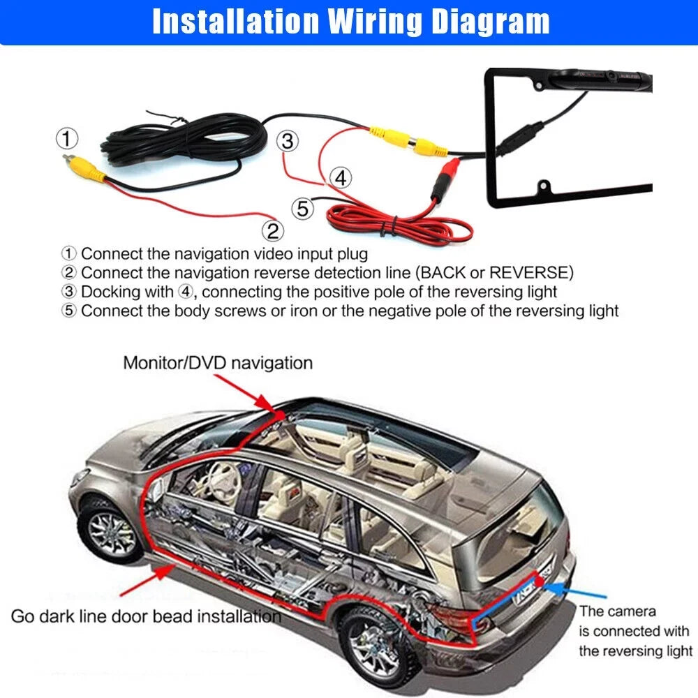 Night Vision License Plate Frame Camera - Reverse Parking Aid