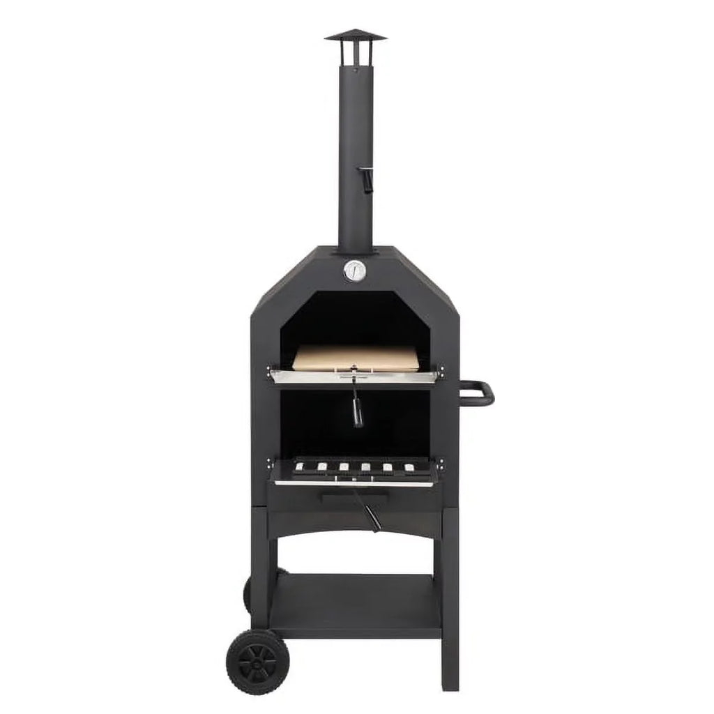 Fithood Outdoor Wood Fired Pizza Oven with Pizza Stone, Pizza Peel, Grill Rack, for Backyard and Camping