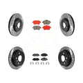 Transit Auto - Front Rear Coated Drilled Slotted Disc Brake Rotors And Semi-Metallic Pads Kit For Mini Cooper -100772