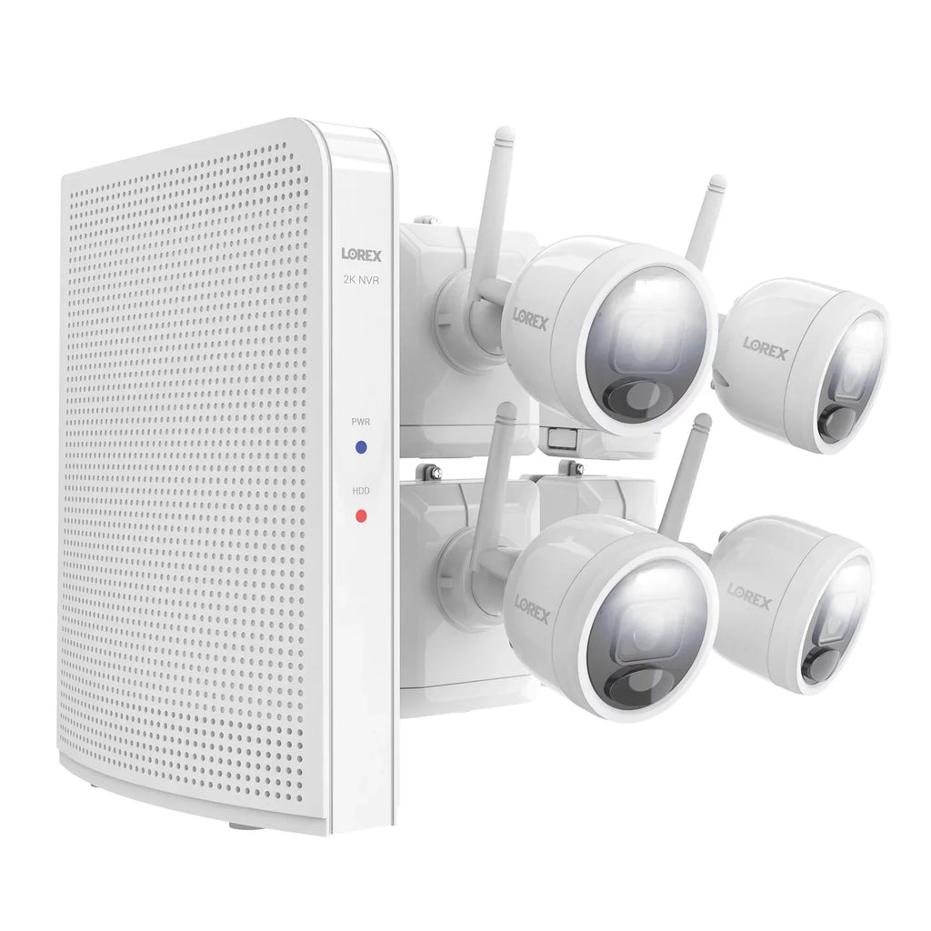 Lorex 2K 4.0- 8-Camera-Capable 32-  System with 4 Outdoor Wi-Fi Battery Security Cameras, White, -4AA4-, -4AA4-