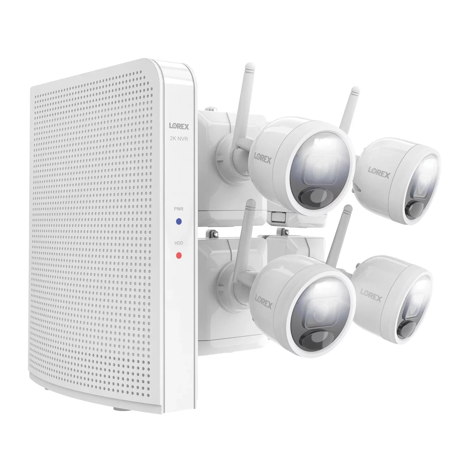 Lorex 2K 4.0- 8-Camera-Capable 32-  System with 4 Outdoor Wi-Fi Battery Security Cameras, White, -4AA4-, -4AA4-