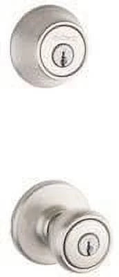 Kwikset 690T 15   Tylo Entry Knob and Single Cylinder Deadbolt Combo Pack, Satin Nickel by Kwikset