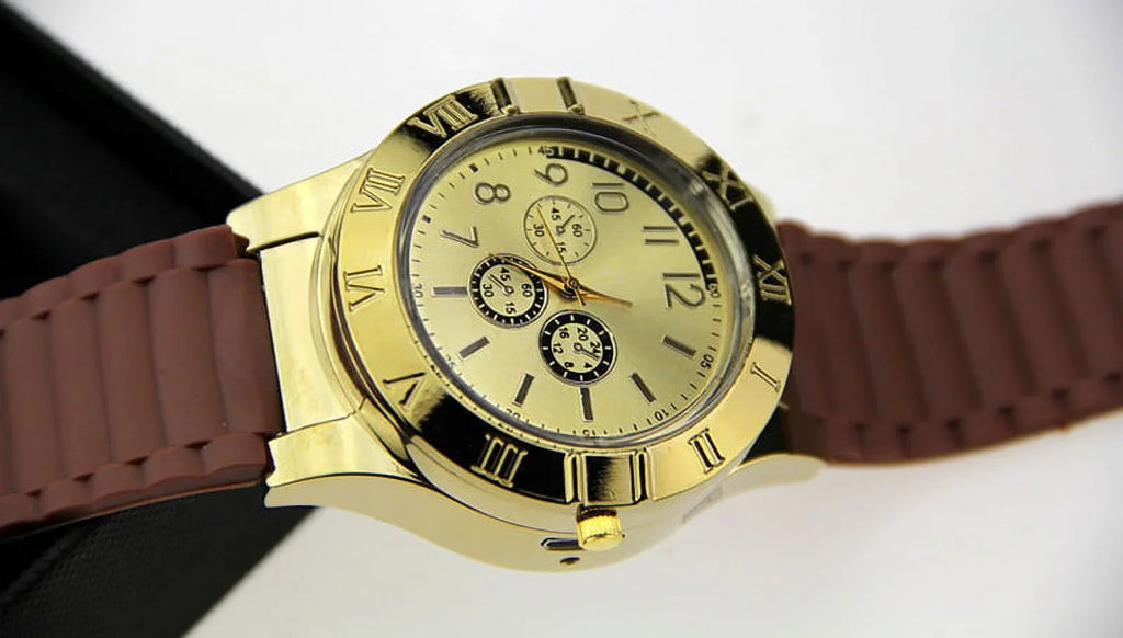 Men's Lighter Watch Flameless Outdoor Windproof  Watch  Rechargeable Rubber Strap Gift