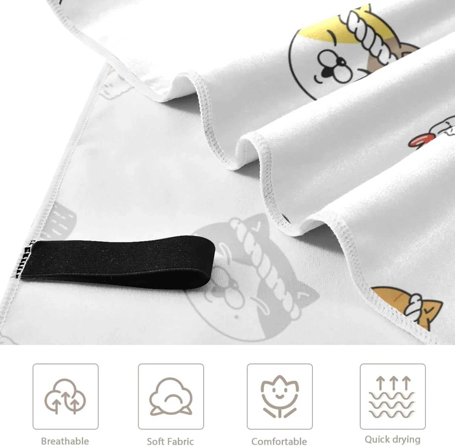 Bestwell Kitten Chef Sushi Beach Towel - Lightweight Compact Oversized Travel Towels - Super Absorbent Quick Dry Towel for Swimming Camping Holiday（164）