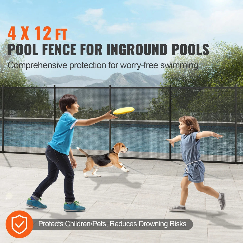 4 x 12 ft  Pool Fence Detachable Pool Fence for Outdoor Underground Swimming Pools