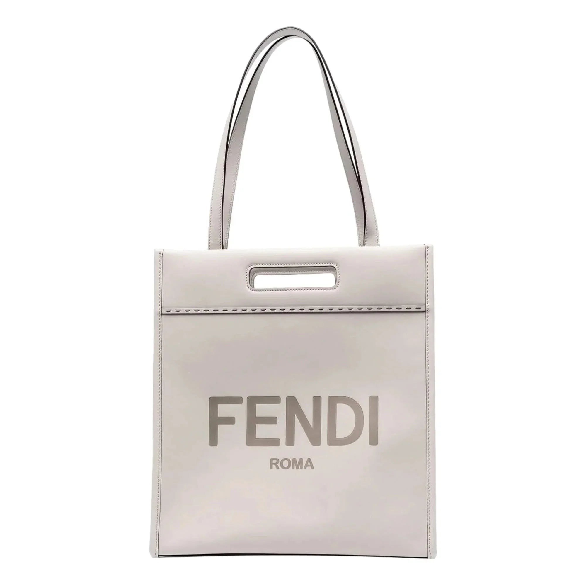 New Fendi Roma Ghiaia Calf Leather Tote Bag