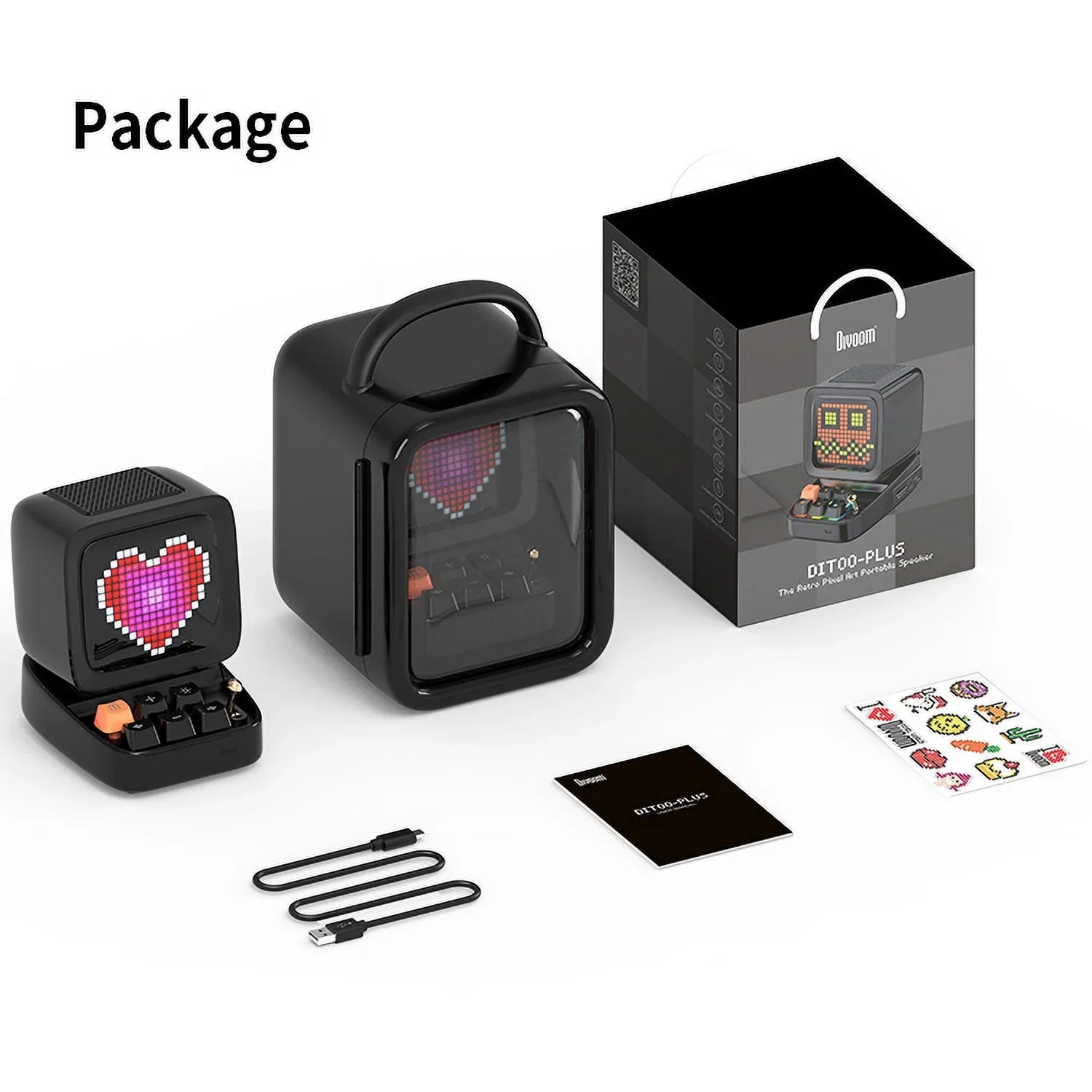 Divoom Ditoo Plus Pixel Art Blutooth Speaker, 10W, Black