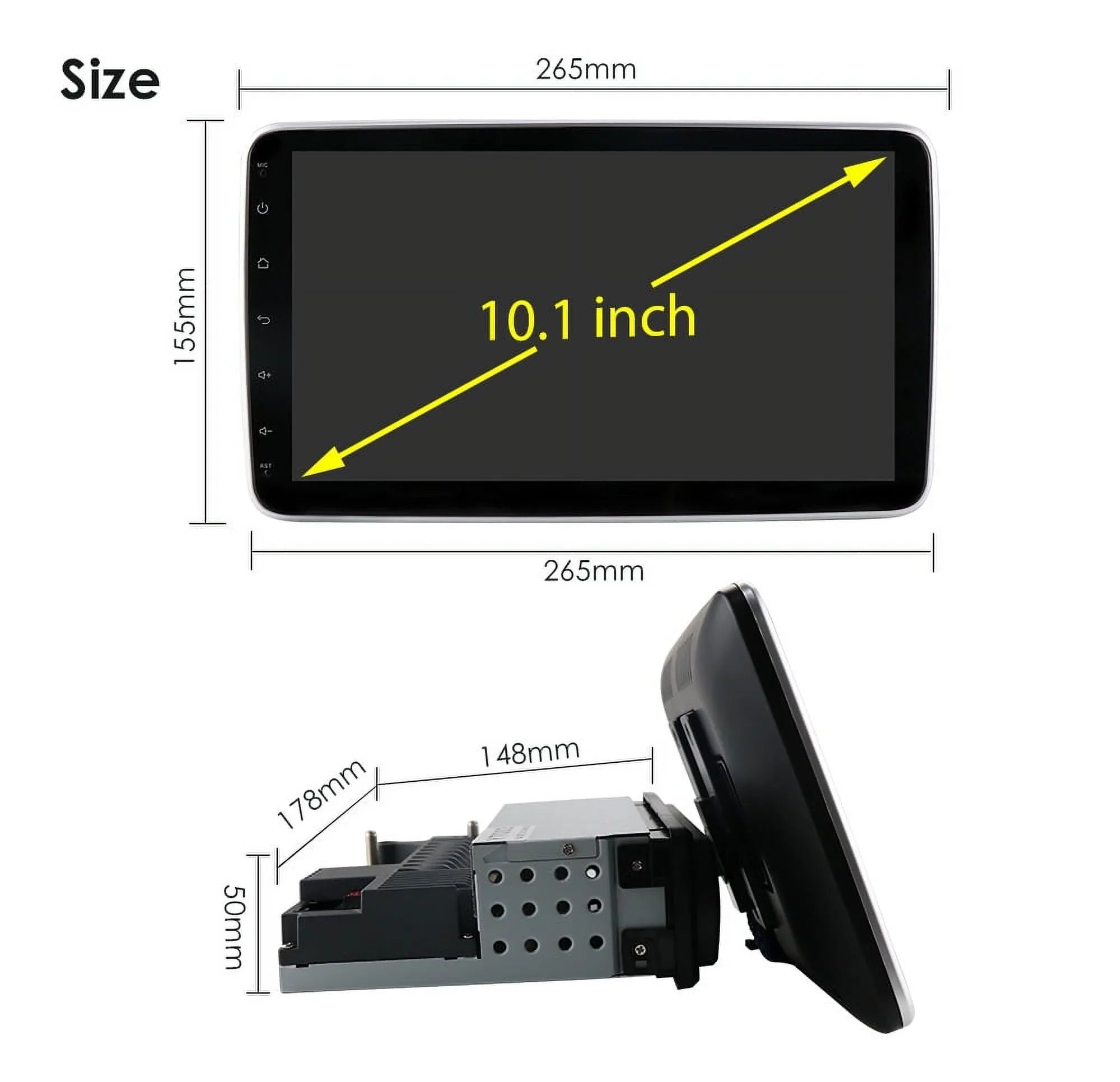 Hizpo Single 1  Rotatable 10.1'' Android 10 Touch Screen With Apple Carplay& Android Auto Car Stereo Radio  Navigation Wifi Bluetooth