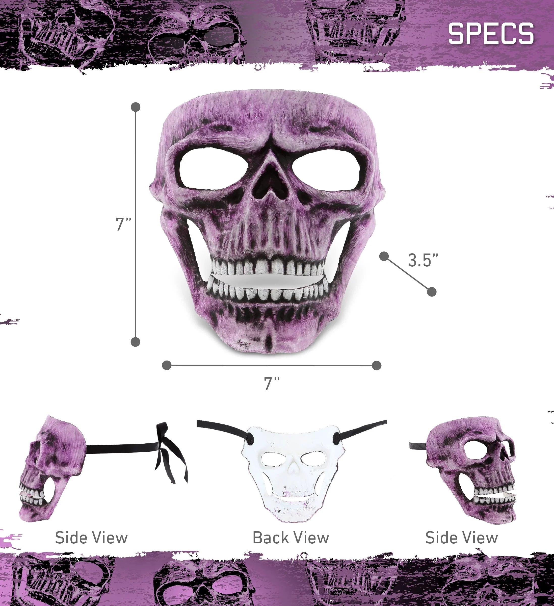 Attitude Studio Pink Skeleton Mask - Costume Skull Mask for Men and Women, Steampunk Inspired Full Face Mask Costume Accessory, Perfect for Halloween, Parties, Conventions, and Horror-Themed Events