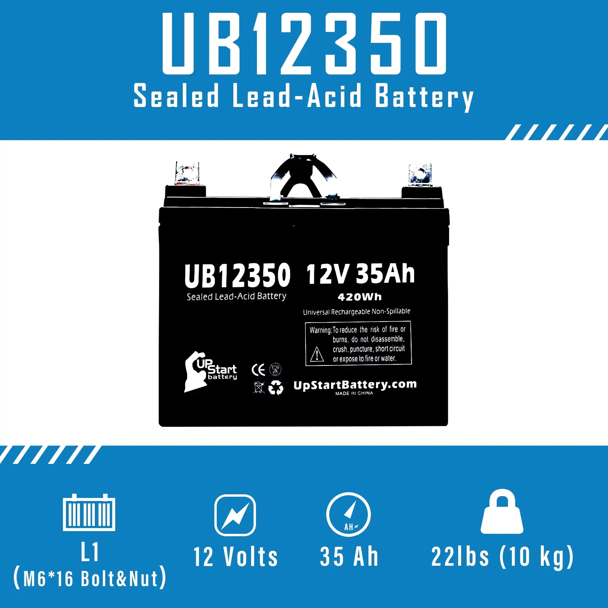 5x Pack - Compatible Topaz 850 Battery - Replacement  Universal Sealed Lead Acid Battery (12V, 35Ah, 35000mAh,  Terminal, , )