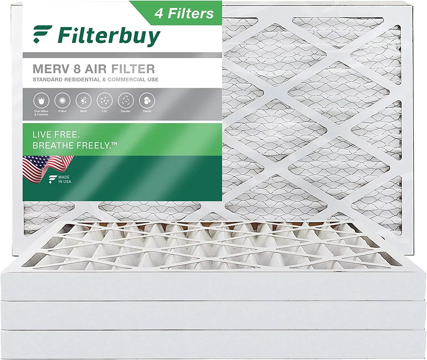 Filterbuy 12x24x2  8 Pleated   Furnace Air Filters (4-Pack)