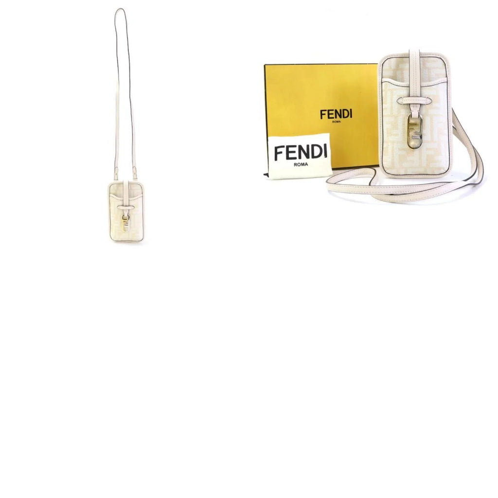 Pre-Owned Fendi  Pouch Phone Orlock Leather/Viscose Pink Beige Women's 7AS131  (Good)