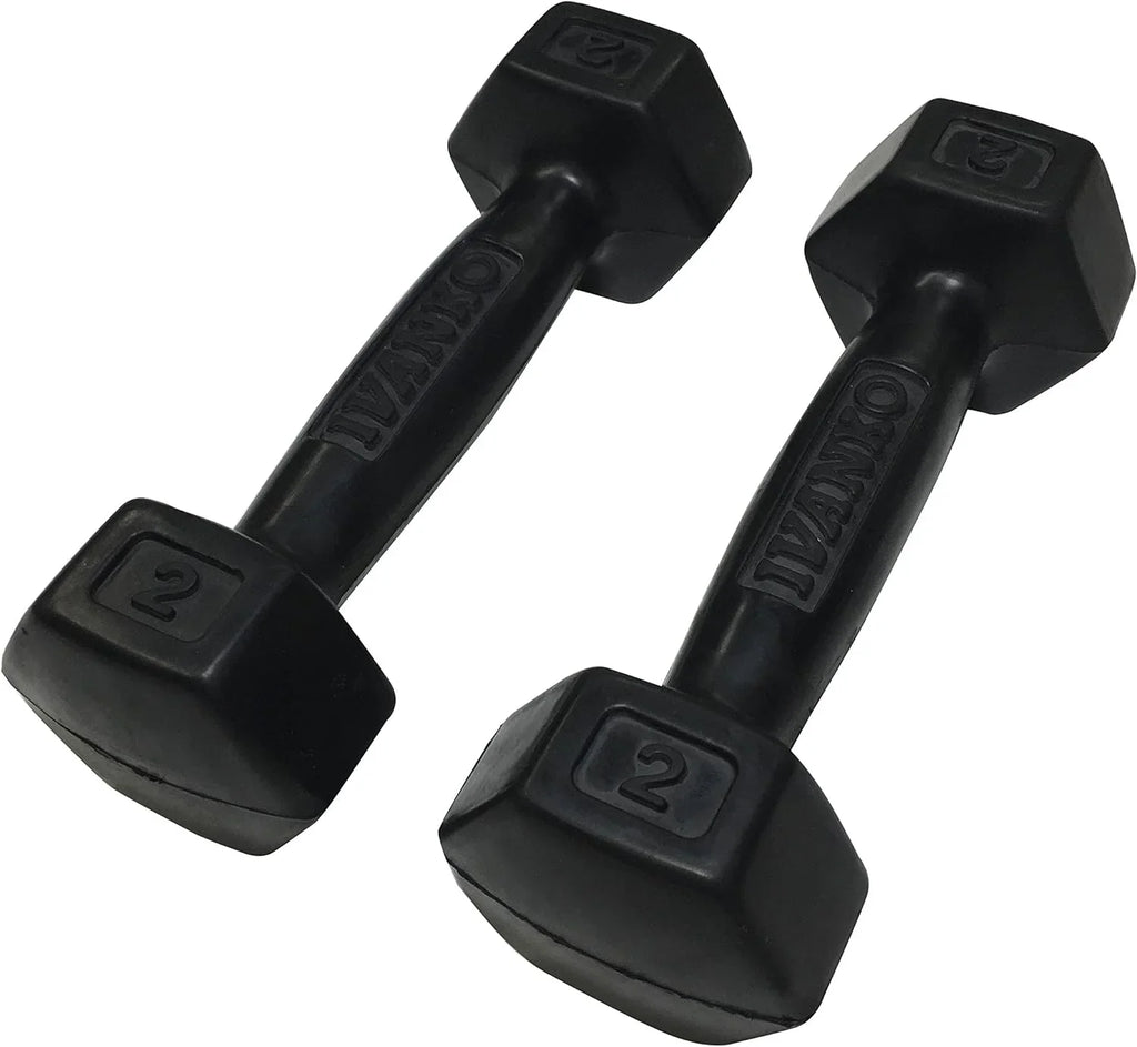Rubber Dumbbells, 2 Lbs ()