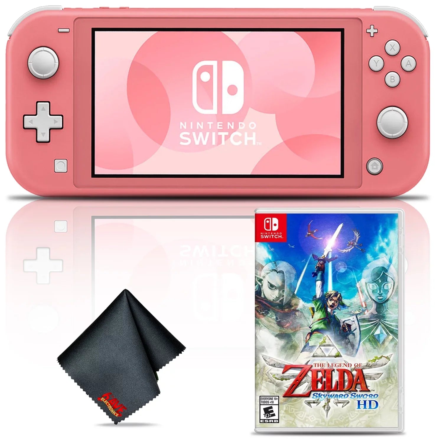 Nintendo Switch Lite Coral Console Bundle with Legend of Zelda Skyward Sword