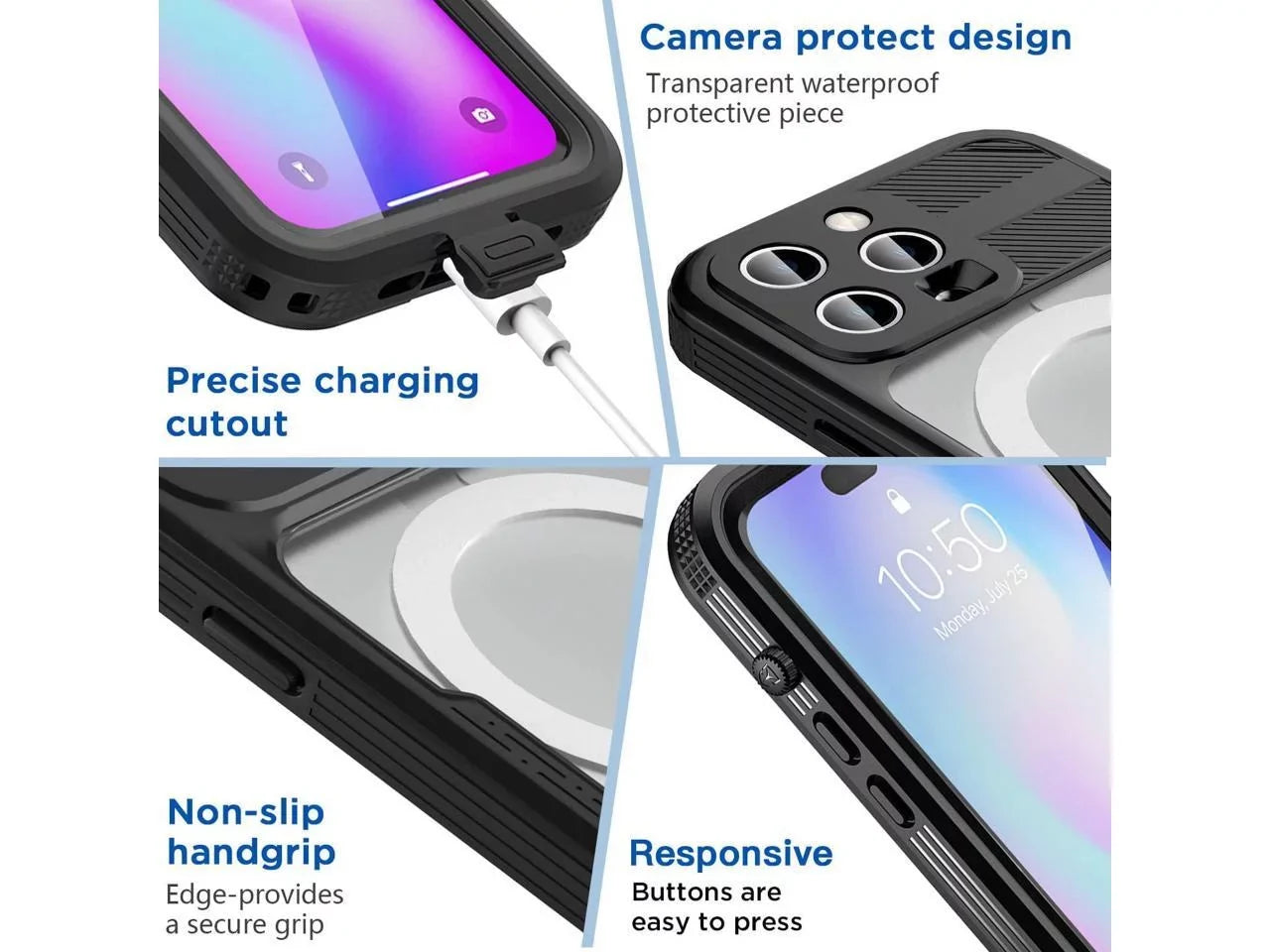 Waterproof Case for iPhone 14 Pro Max 6.7 inch, Compatible with MagSafe Snowproof, Shockproof Full Body Protection Fully Sealed Underwater Cover