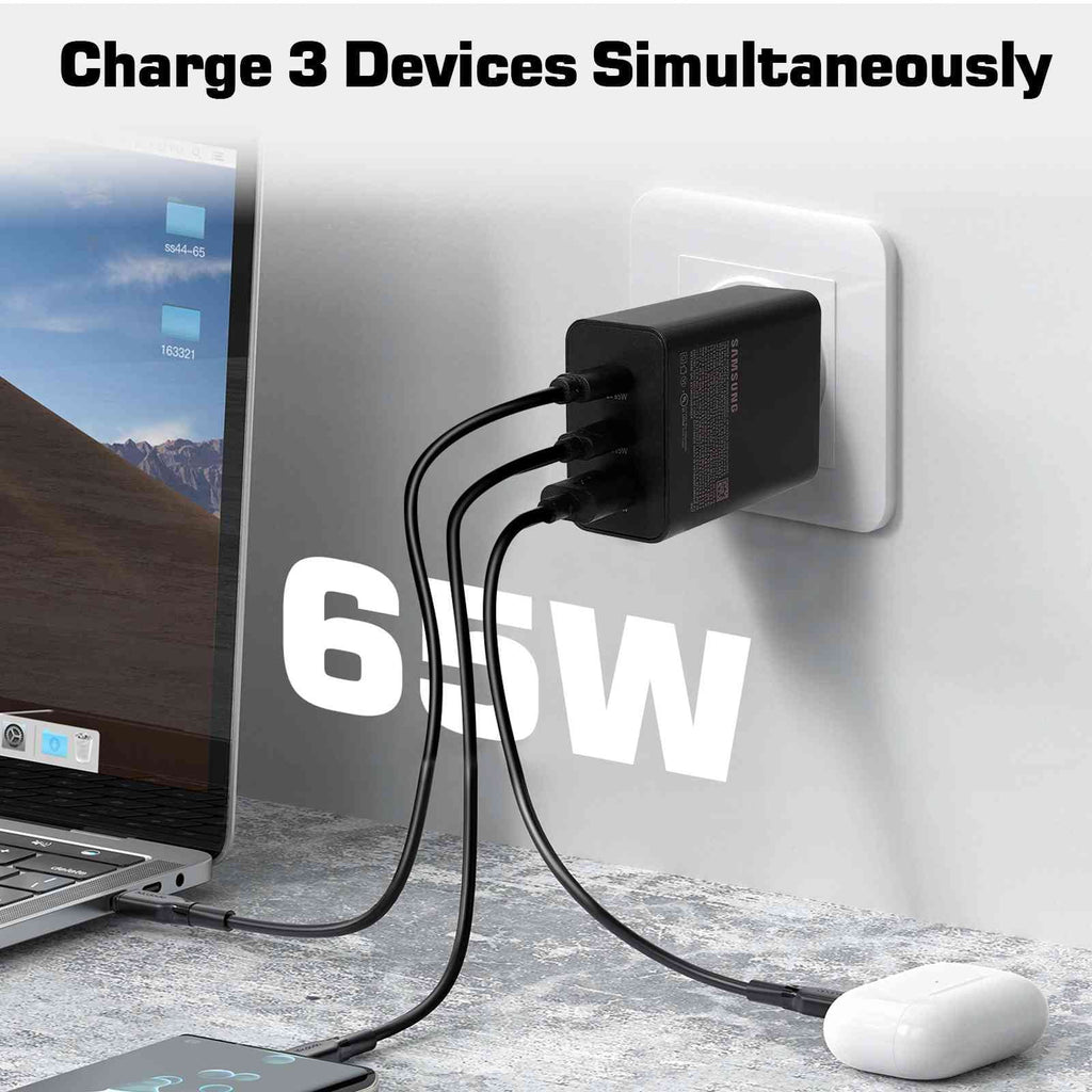 65W Fast Travel Charger with 3 Ports -  & Dual - High-Speed Charging for  Blade  5G/Axon 20 5G Extreme/Axon 20 5G/nubia Red Magic 5S/nubia Red Magic 5G Lite iPhone, Samsung Galaxy