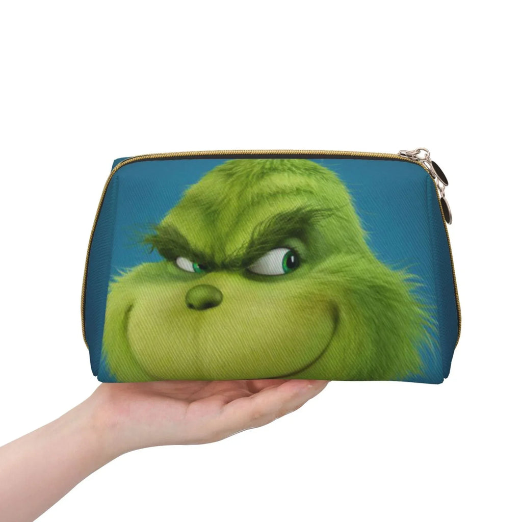 Grinch Cosmetic Bag Makeup Organizer Leather Portable Pouch Gift Travel Toiletry Bag Storage Purse