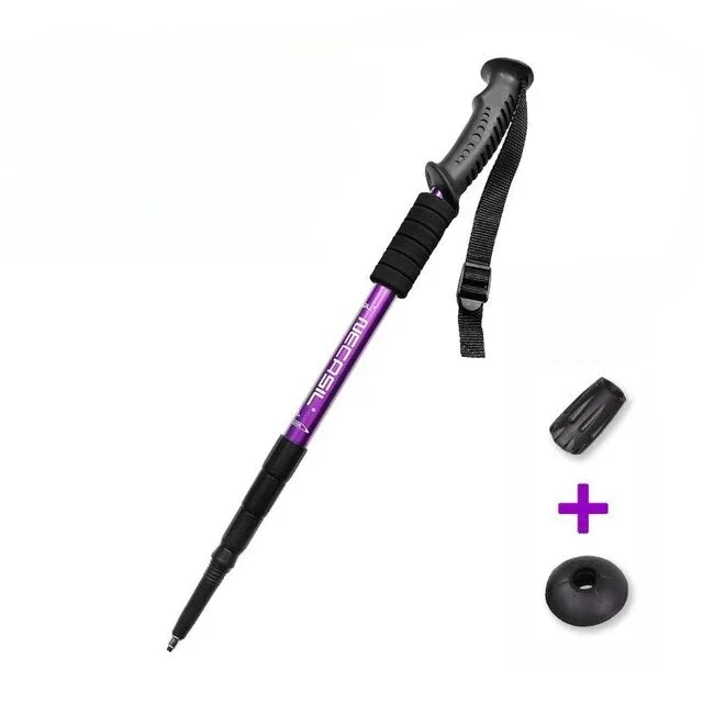 Aluminum Alloy Teleskopic Stick Hiking Poles Bastão De Trekking Walking Stick Ultralight Absorber Walking Cane Alpenstock