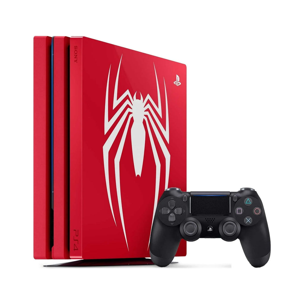 Sony PlayStation 4 Pro 1TB Gaming Console Spider-Man Limited Edition with Charging Dock Headset 2 Controller Bolt Axtion Used