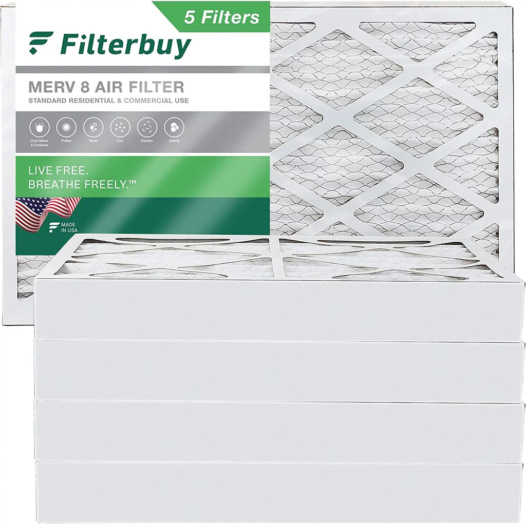 Filterbuy 12x24x4  8 Pleated   Furnace Air Filters (5-Pack)