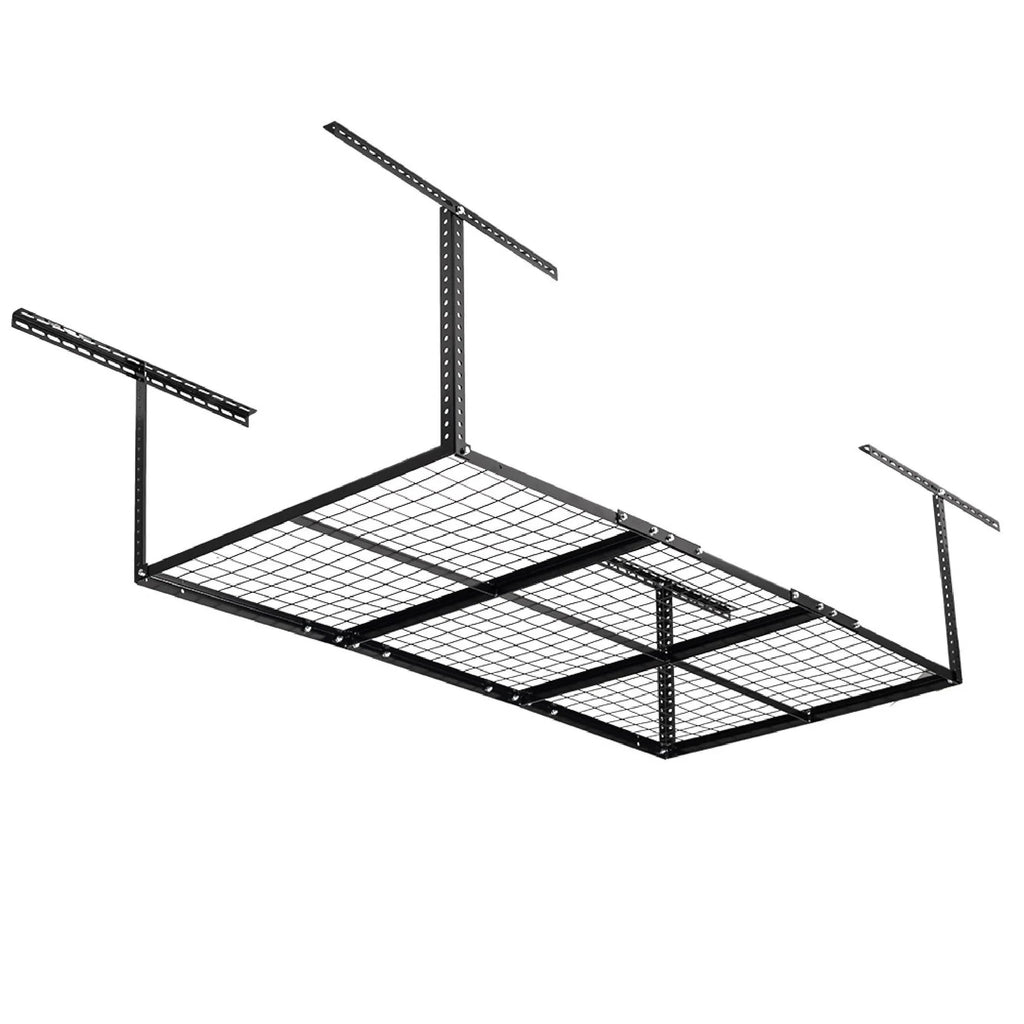 Titan Attachments 3' x 6' Overhead Garage Storage Rack, 20" to 41" Adjustable Height, Ceiling Mount Organization System, Metal Wire Grid with 500  Loading Capacity, Storage for Bikes Equipment Bins