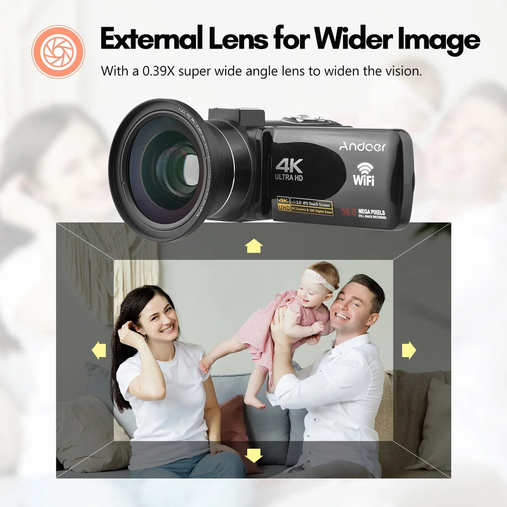 Andoer-2 Camcorder,4K Video Camera 3.0 Inch  -shake Ideal Outdoor 56MP 18X 3.0   Vision Batteries + Remote + Remote + Inch   Vision -shake 2pcs  56MP 18X Vision -shake Ideal