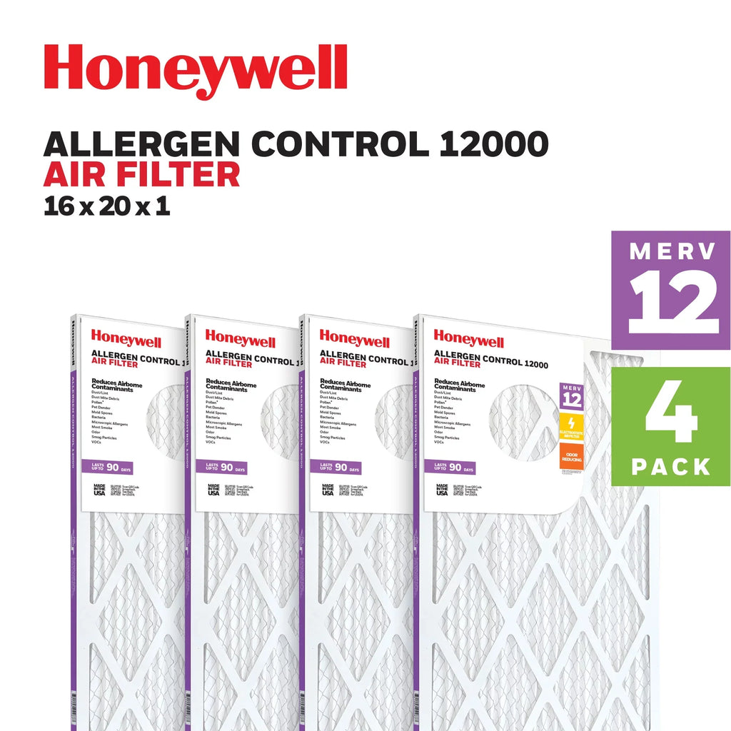 Honeywell 16x20x1  12 Pleated  Furnace Air Filter -4 Pack