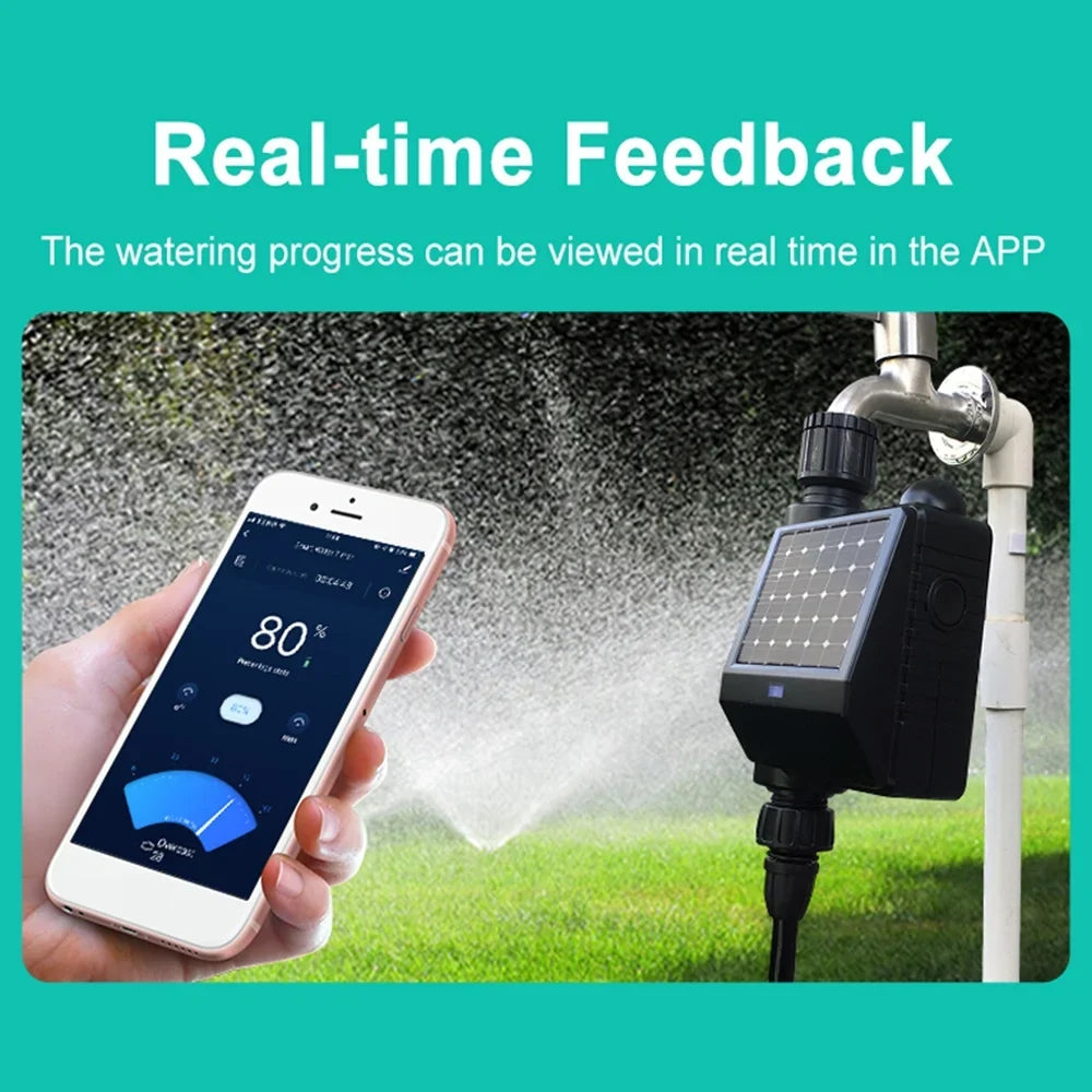 moobody WiFi Sprinkler Timer Solar Powered Smart Water Timer  Voice Control Wireless Hose Faucet Timer Garden Lawn Yard
