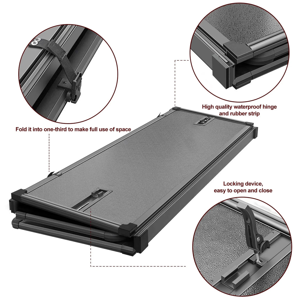 Kikito Professional  Hard Tri-Fold Truck Bed Tonneau Cover for 2003-2024 Ram 1500 2500 3500 6.4ft (74.6in) Bed Without | Rambox & Deckrail System |