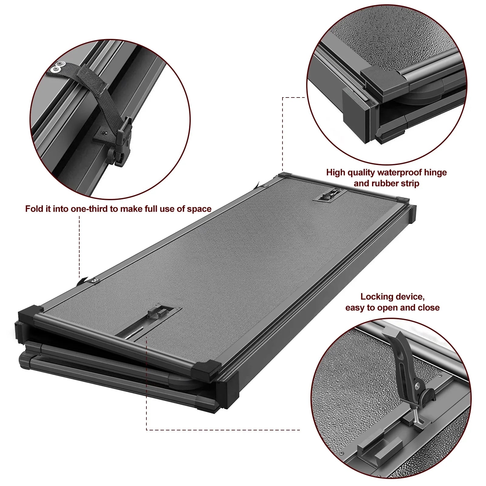 Kikito Professional  Hard Tri-Fold Truck Bed Tonneau Cover for 2003-2024 Ram 1500 2500 3500 6.4ft (74.6in) Bed Without | Rambox & Deckrail System |