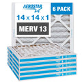 Aerostar 14x14x1  13 Pleated Air Filter,  Furnace Air Filter, 6 Pack