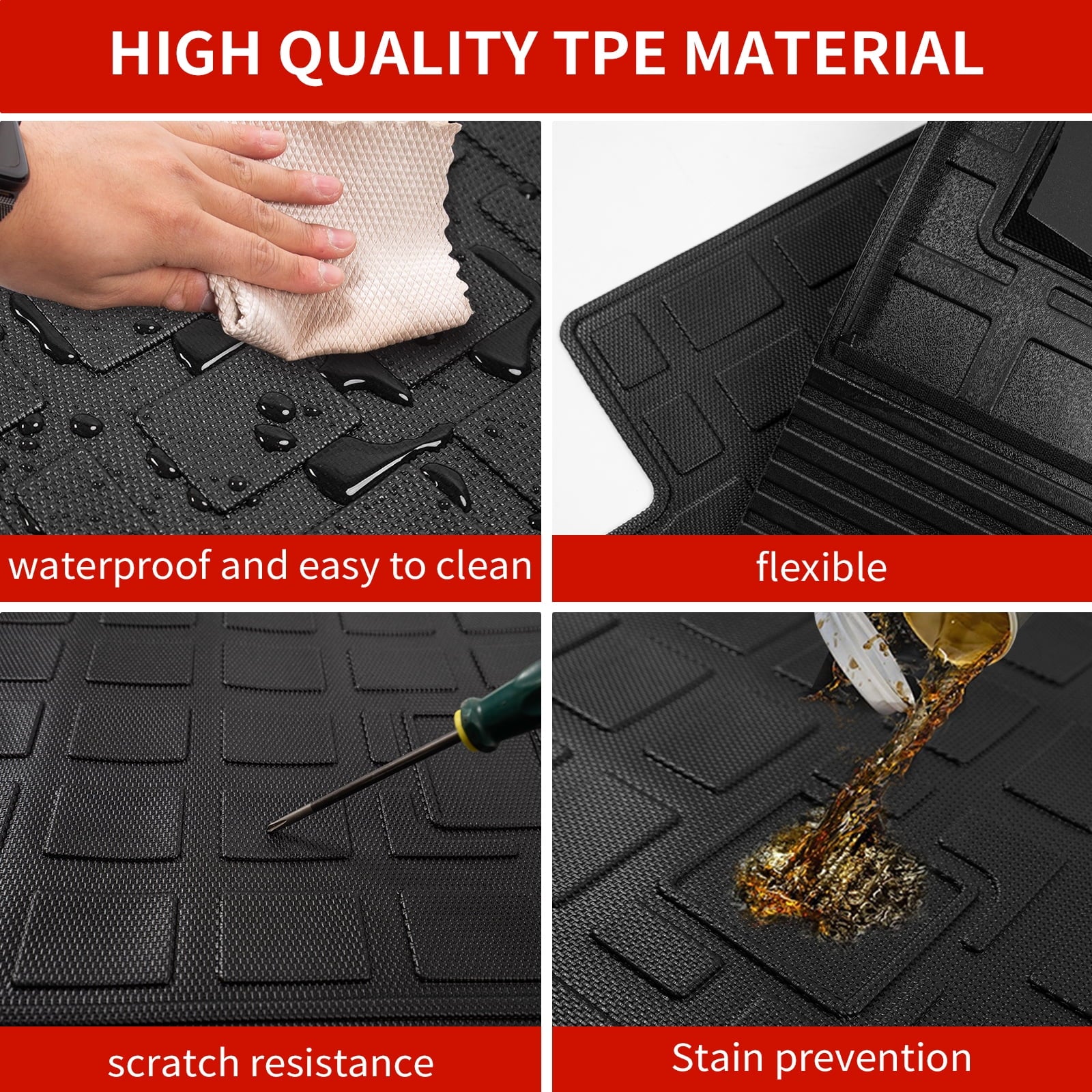 Floor Mats Compatible with 2019-2023 Jeep Cherokee Cargo Liner Trunk Mat  All Weather Back Seat Cover Protector 2022 Cherokee Accessories (Trunk Mat+Backrest Mats+Floor Mats)
