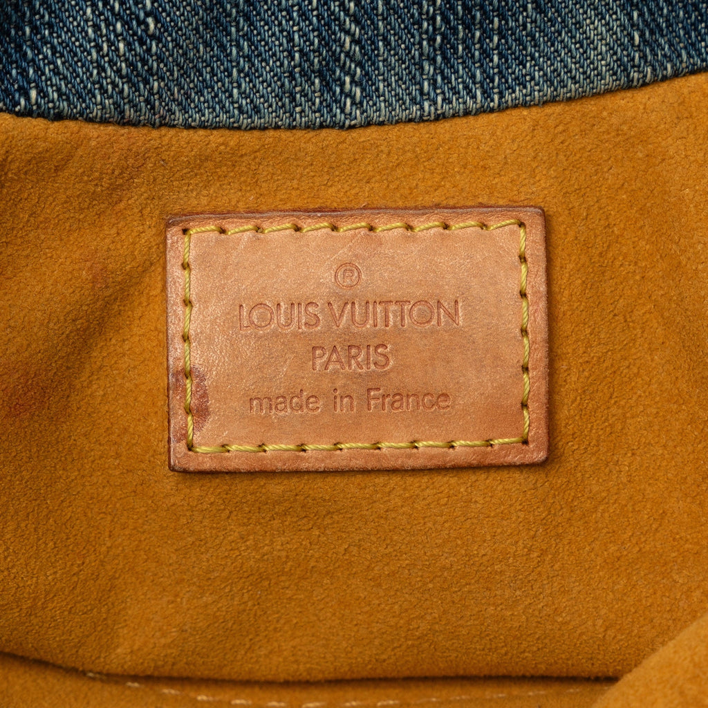 Pre-Owned Authenticated Louis Vuitton Monogram Pleaty Denim Fabric Blue Handbag Top HandleBag Unisex (Good)