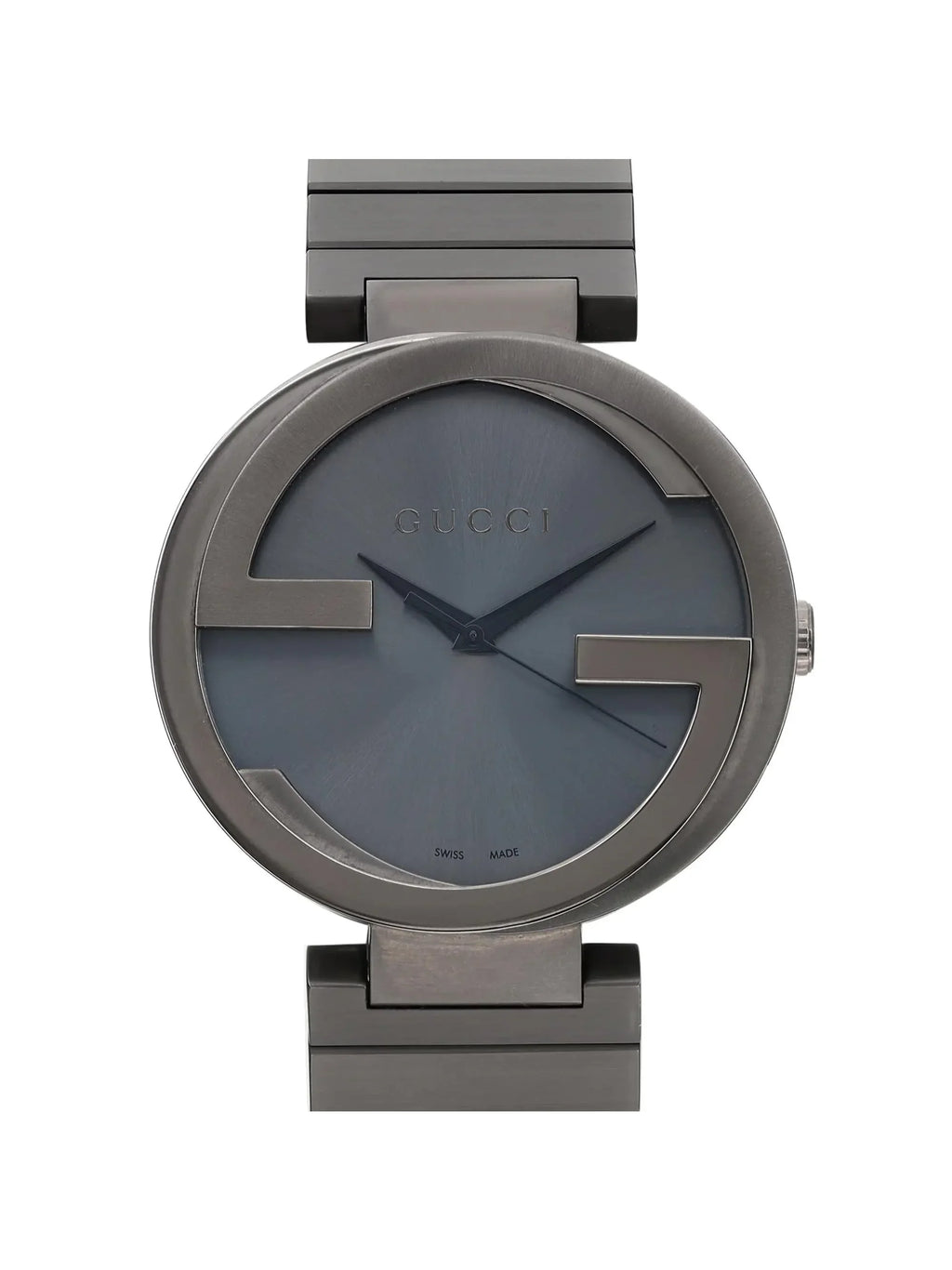New Gucci Interlocking   Steel Anthracite Dial Grey Quartz Watch