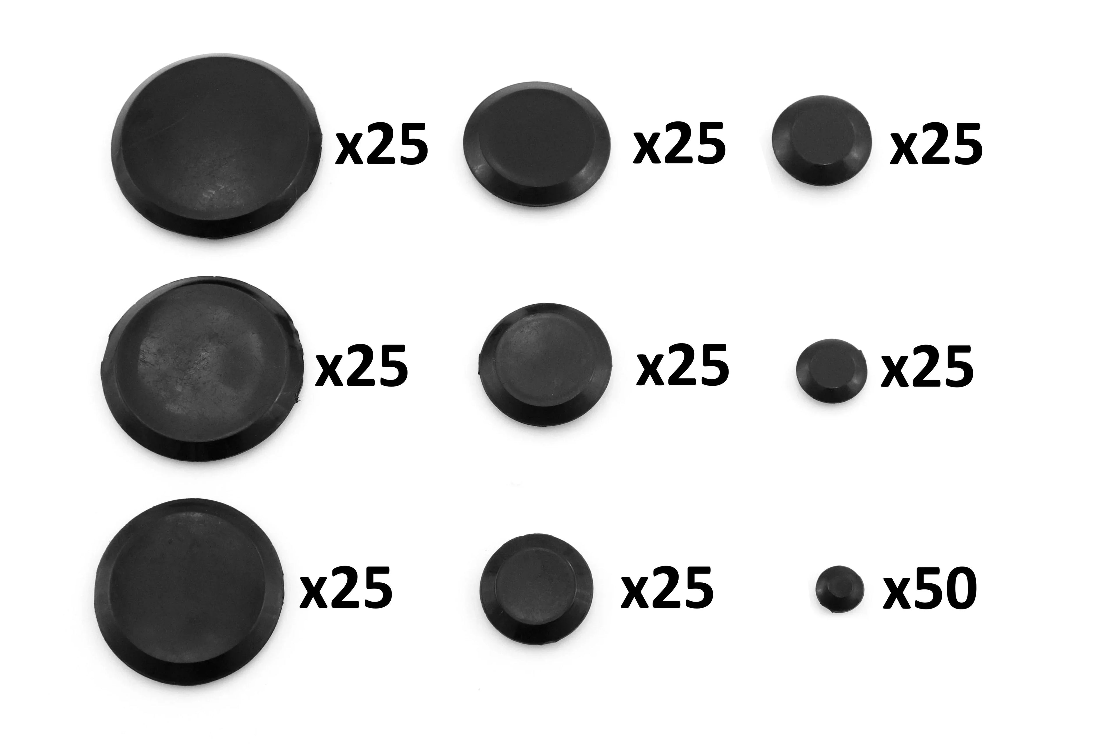 Red Hound Auto 250 Piece Flush Mount Black Hole Plug Assortment for Auto Body and Sheet Metal Assorted Sizes for 1/4, 3/8, 1/2, 3/4, 1, 1-1/4, 1-1/2, 1-3/4 and 2 Inch Holes