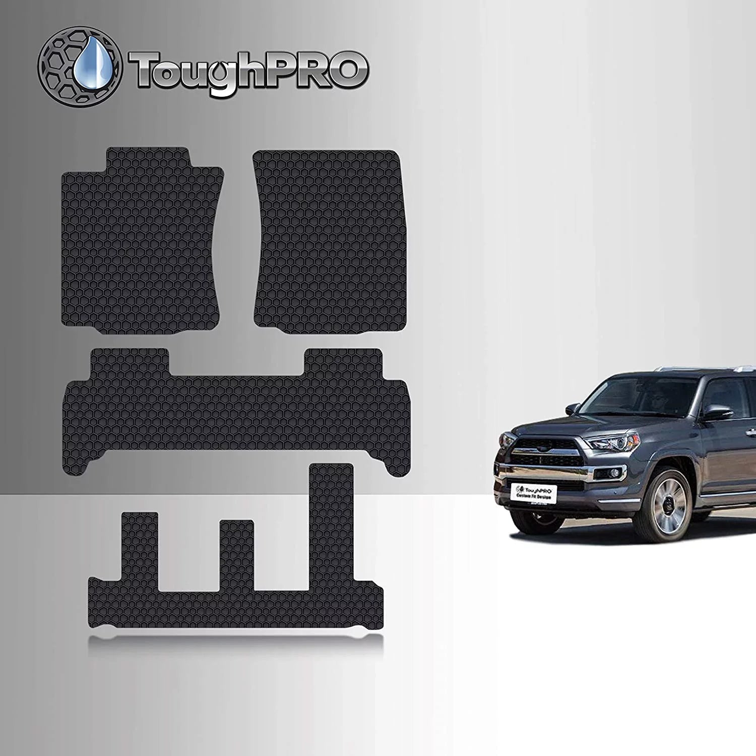 Floor Mat Accessories 1st + 2nd + 3rd Row Compatible with Toyota 4Runner - All Weather - Heavy Duty - 2021