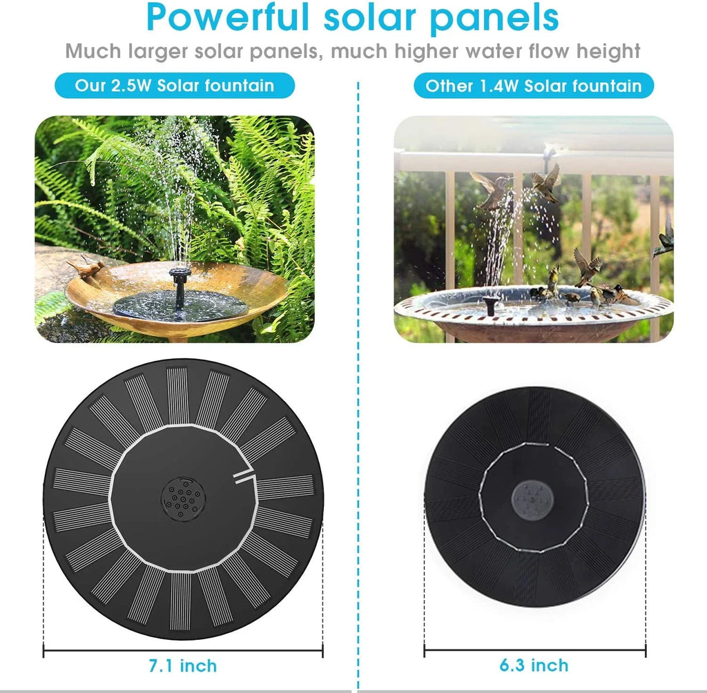 2.5W Solar Fountain Pump, 1200mAh Circle Solar Water Pump Floating Fountain Built-in Battery, with 6 Nozzles, for Bird Bath, Fish Tank, Pond or Garden Decoration pond heaters for outdoor ponds