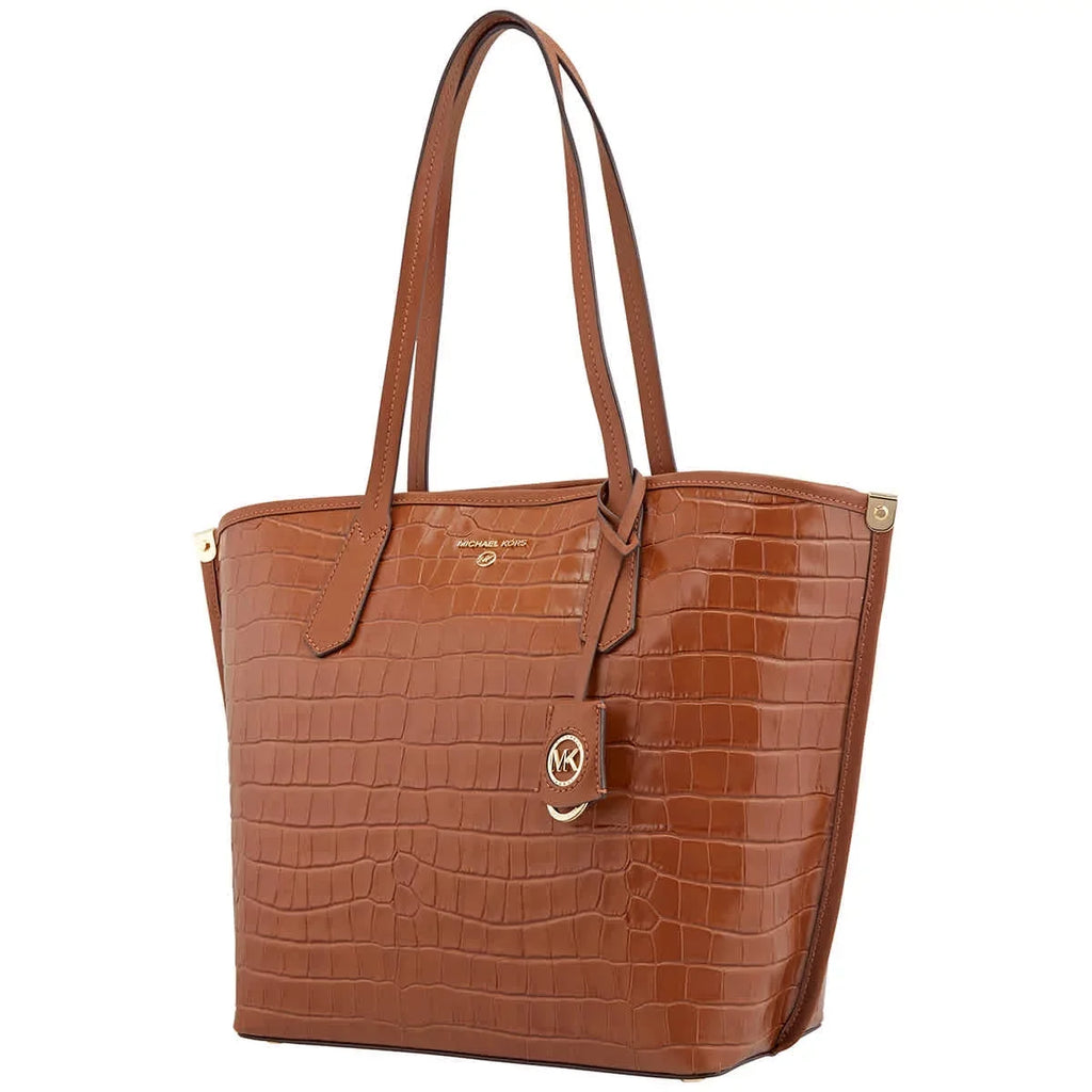 Michael Kors Jane Large Croc Embossed Leather Tote - Chestnut
