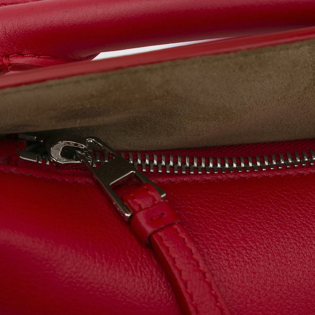 Pre-Owned Authenticated  Small Mushroom Puzzle Edge Calf Leather Red Satchel Unisex (Good)