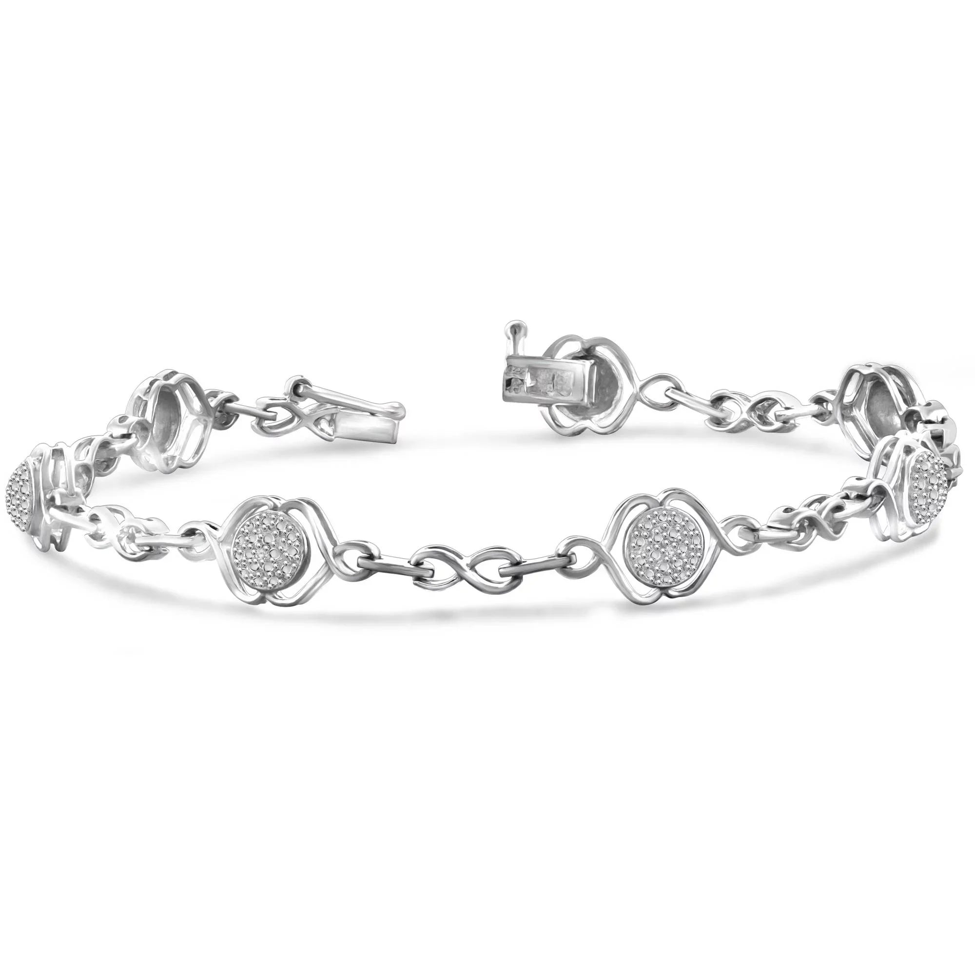 Sterling Silver Round-cut White Diamond Accent Bracelet
