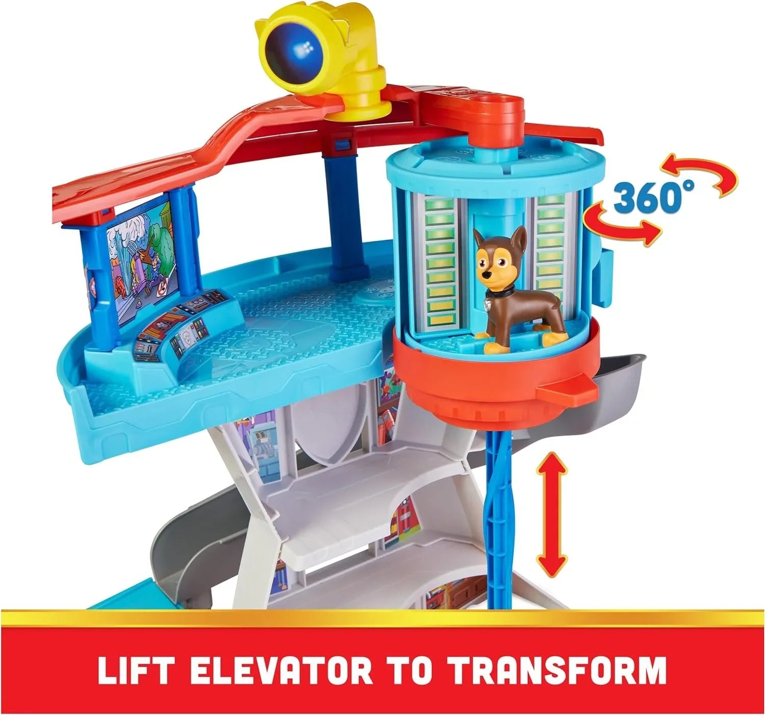 Paw Patrol Lookout Tower Playset with Toy Car Launcher, 2 Chase Action Figures, Chases Police Cruiser and Accessories, Kids Toys for Ages 3 and up