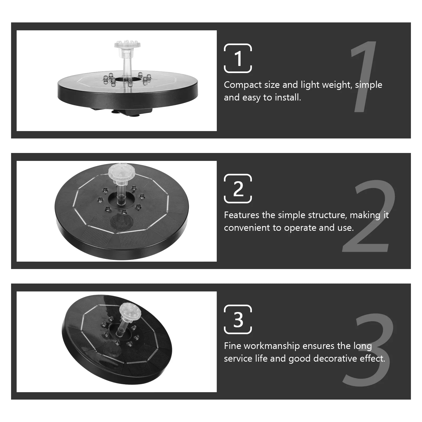 Guichaokj 1 set of Outdoor Solar Fountain Creative Fountain Pond Fountain with  Light