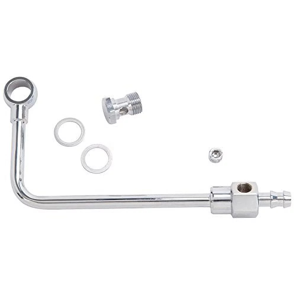 Edelbrock 8126 Chrome Steel Fuel Line Kit with 3/8 Barb Fitting