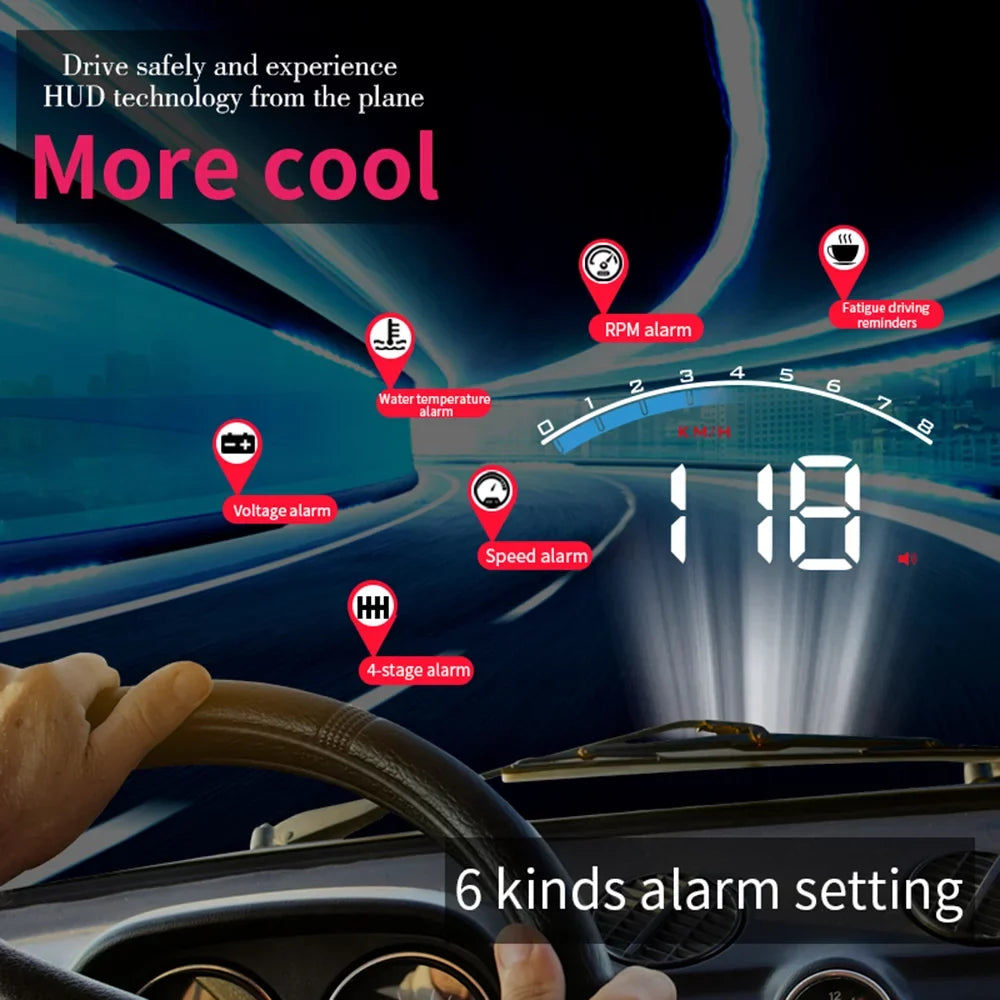 Carevas Universal  Car  Display   Speedometer Tachometer Speed/Water Temperature/Voltage  Head Up Display Projector Auto Truck   3.5"