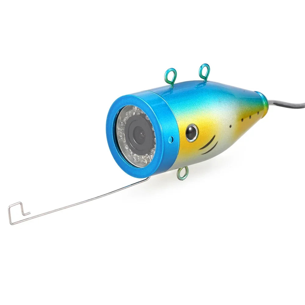 Carevas 1200TVL Underwater Fishing 24 LEDs Night Vision Waterproof Fish Shape Boat Ice Fishing Accessories with 15m30m50m Cable