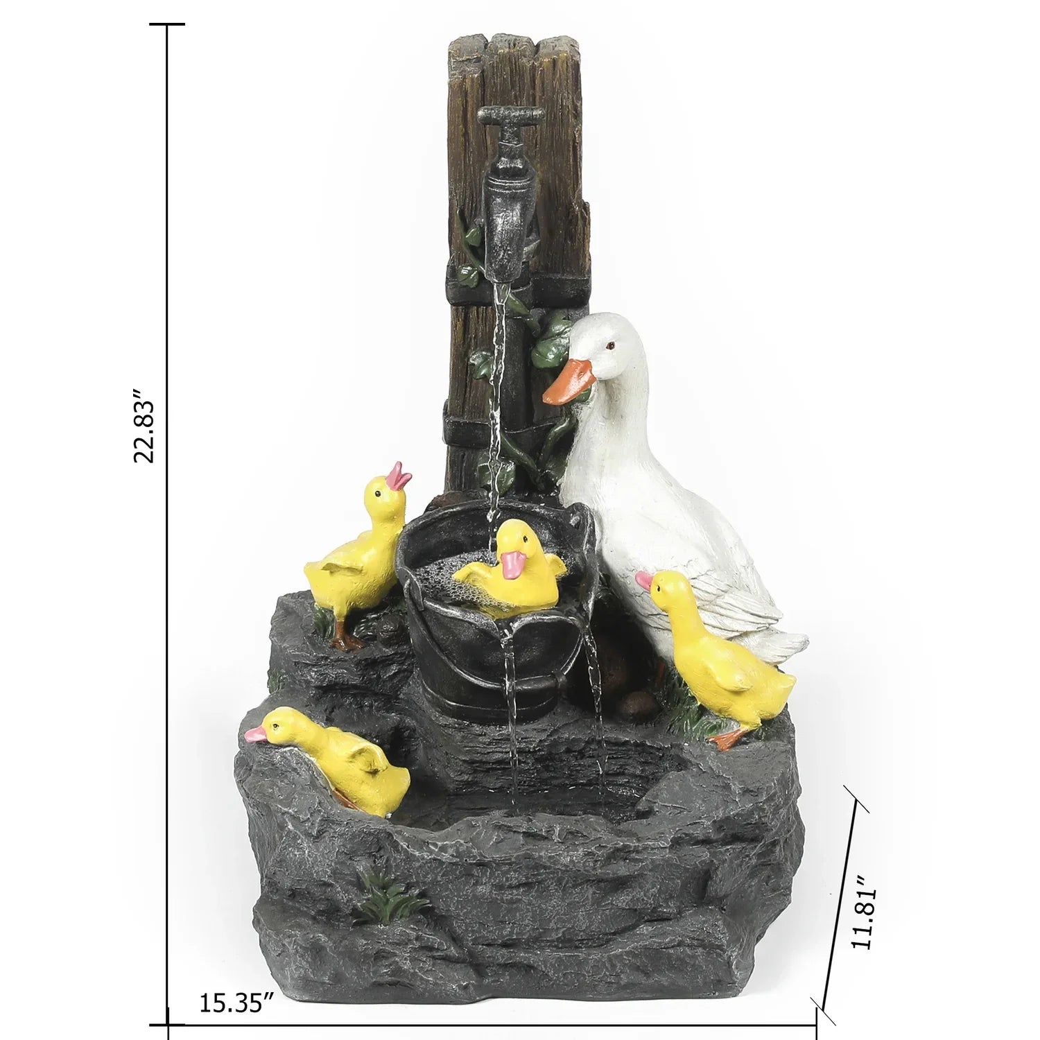 HomeStock Resin Antique Ambiance Duck Family Bath Outdoor Fountain
