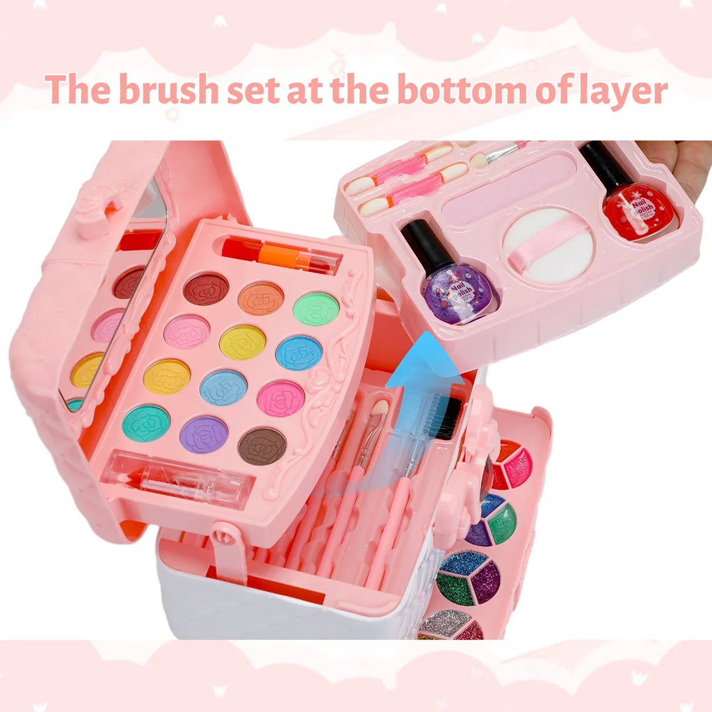 Kids Makeup Kit for Girl 42 Pcs Washable Real Cosmetic, Safe & Non-Toxic Little Girl Makeup Set, Frozen Makeup Set for 3-12 Year Old Kids Toddler Girl Toys Christmas & Birthday Gift (Pink)