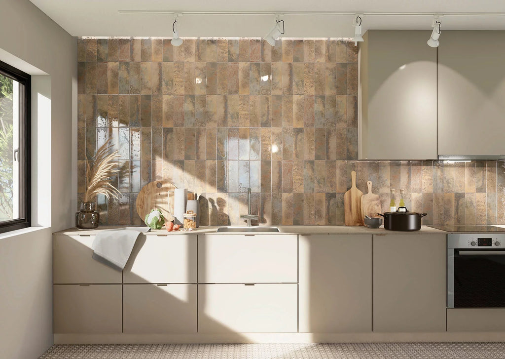 Marza Rust 4 In.  12 In. Glossy Ceramic Brown Subway Wall Tile